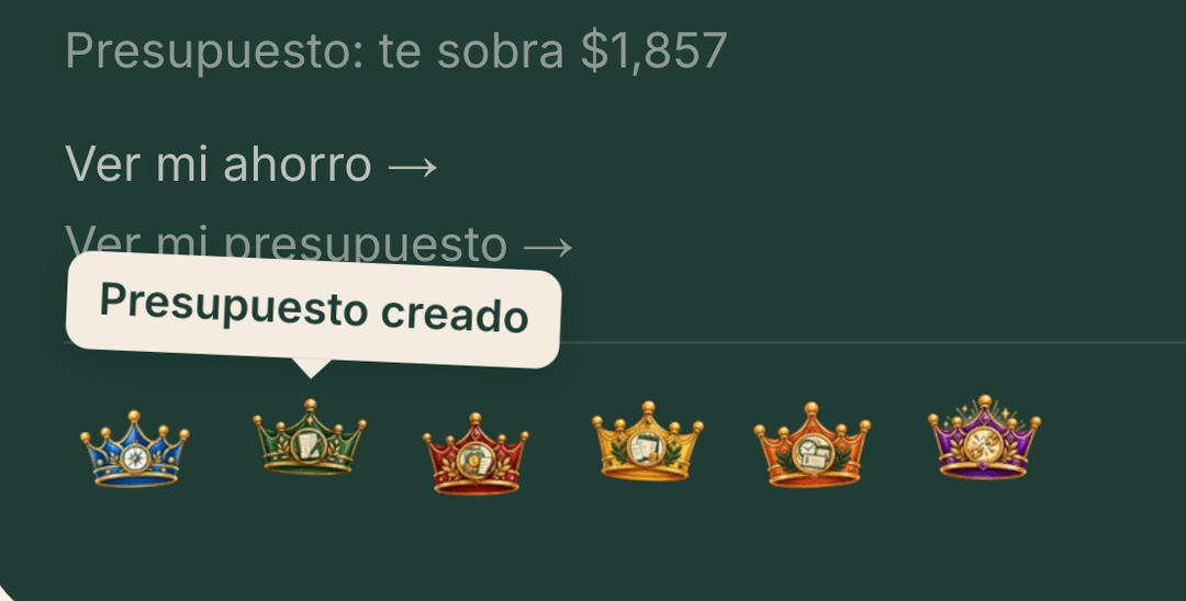 Fila de coronas ganadas en el panel de FaroGuía