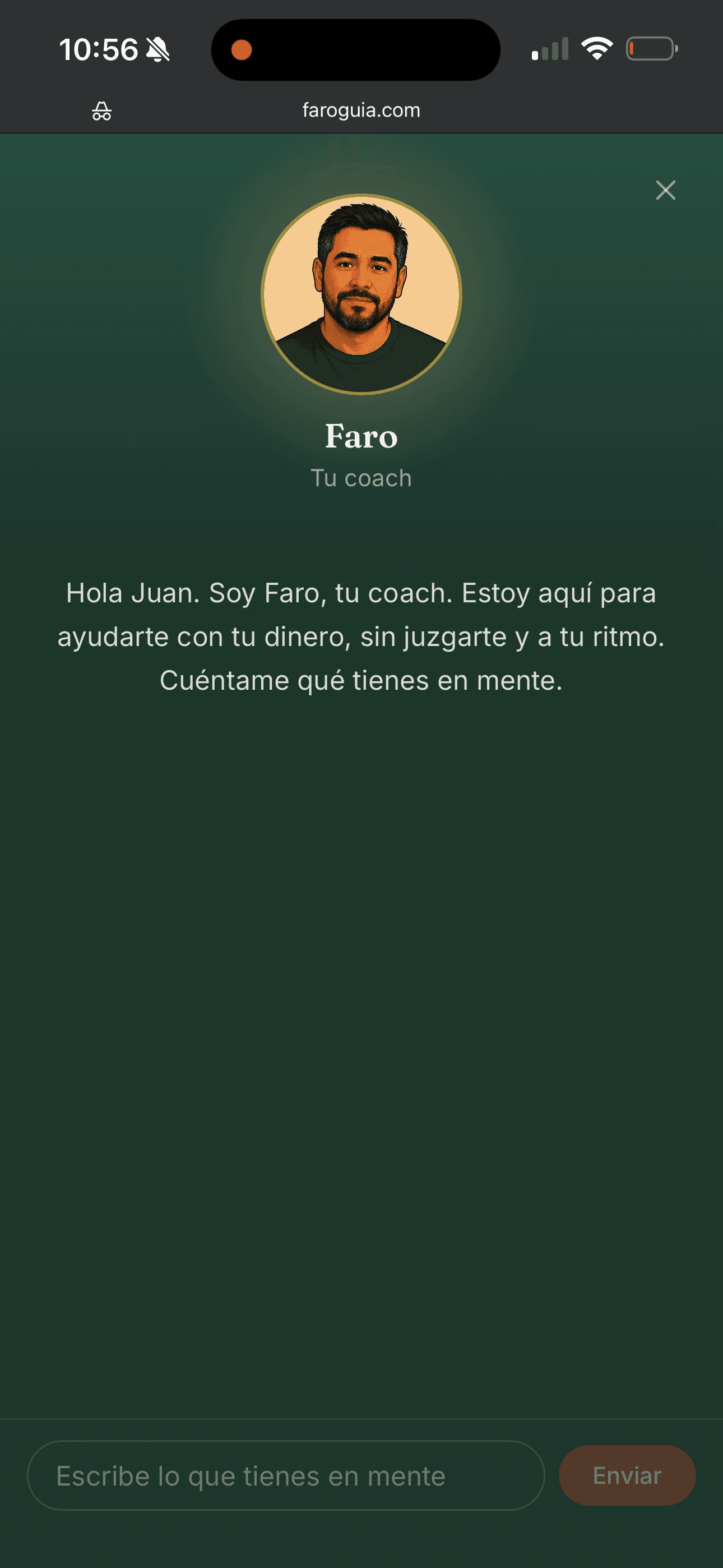 Pantalla de bienvenida de Faro
