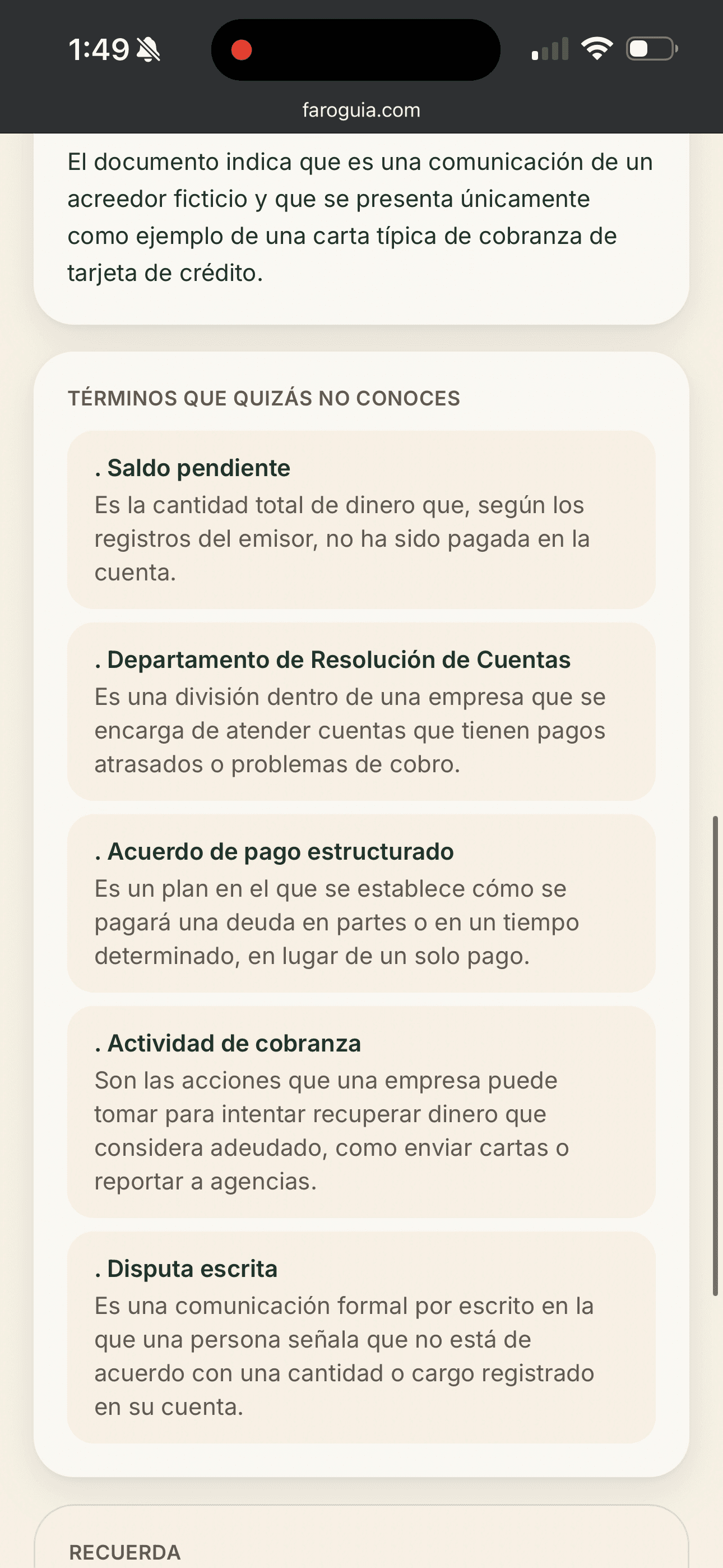 Detalle del análisis